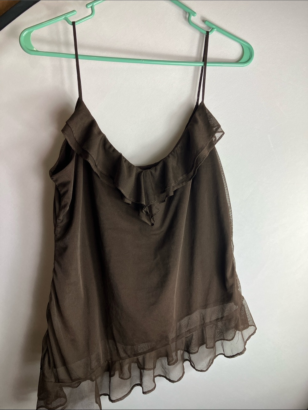 Ice Brown Ruffle Spaghetti Strap Cami